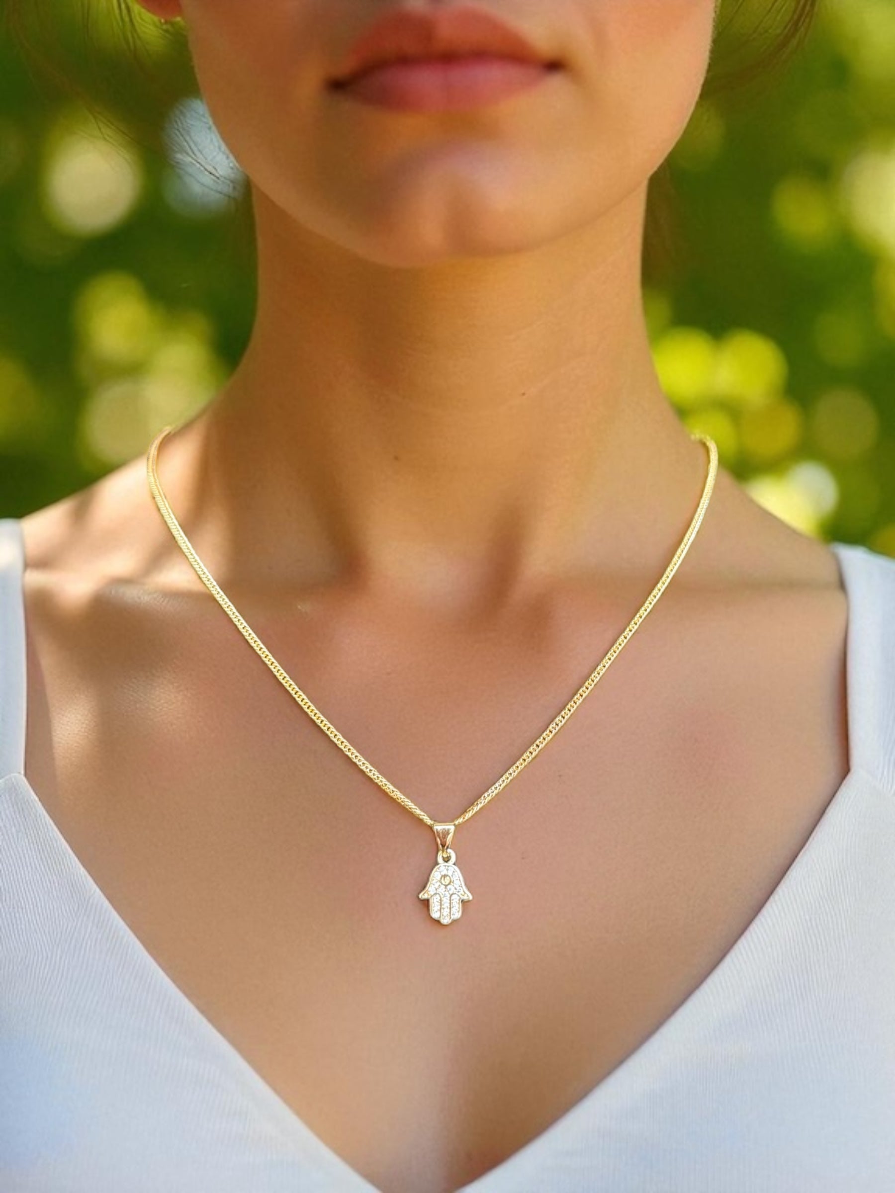 Mini Diamond Hamsa Necklace